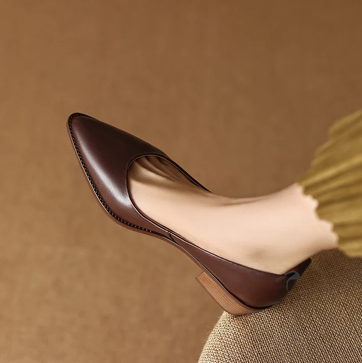 کفش چرم گاوی وارداتی برند Fashion با پاشنه ۴.۵ سانت